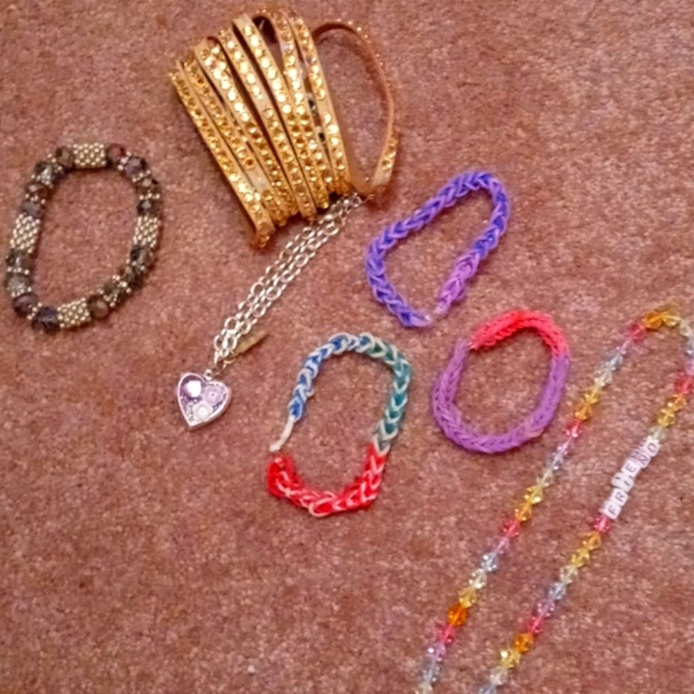 1 necklace and 6 bracelets